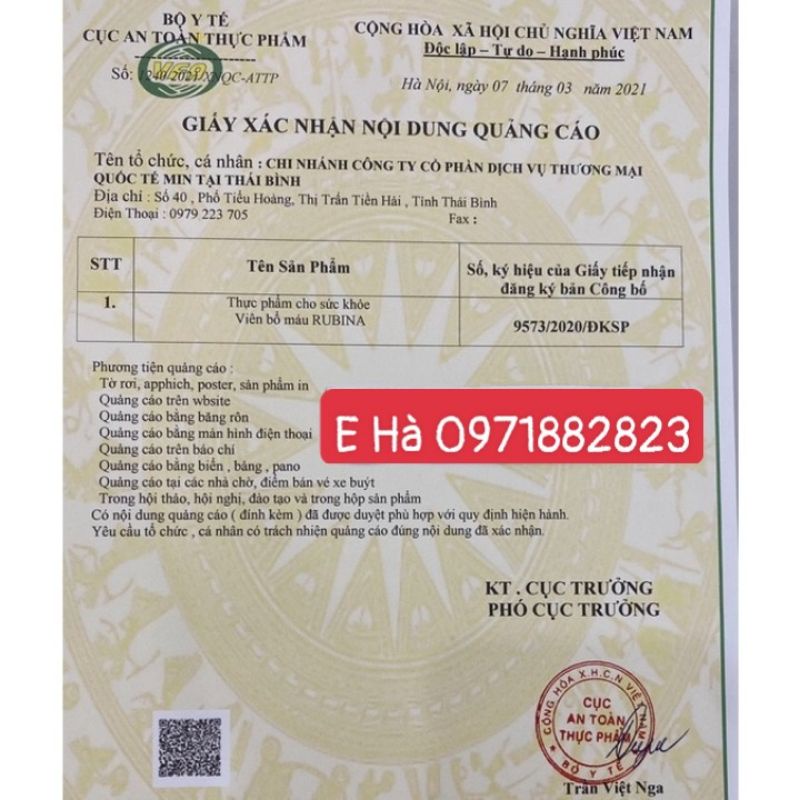 Viên bổ máu Rubina takeda 180 viên Nhật Bản