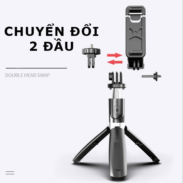 Gậy Chụp Hình Selfie L02 Chân Tripod Với Bluetooth, Kéo Dài 100Cm, Dành Cho Điện Thoại Và GoPro