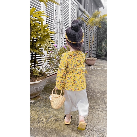 Bộ bà ba lụa hoa xinh xắn cho bé gái 🌻
