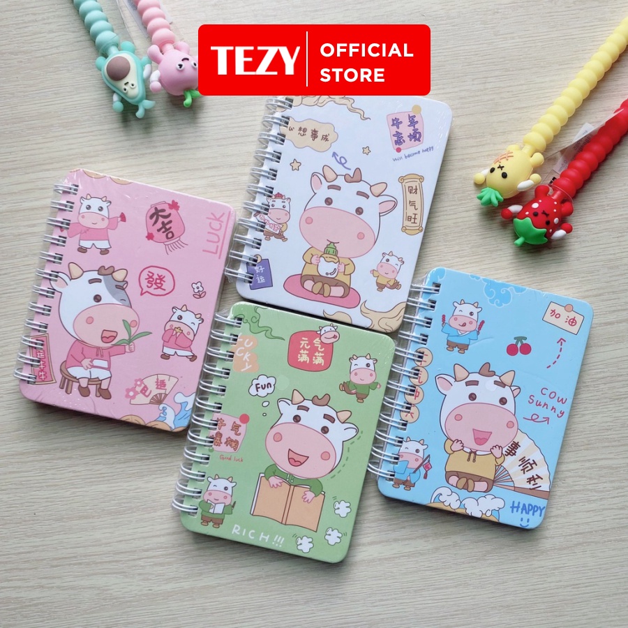 Sổ tay cute cow sunny 90 trang, sổ tay mini nhỏ gọn ghi chép tiện lợi - TZ192144HN