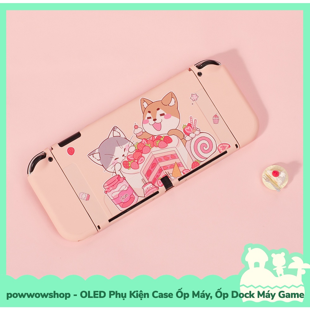 [Sẵn VN - Hỏa Tốc] OLED Set Phụ Kiện Case Ốp TPU Dẻo, Case Ốp Dock Nintendo Switch OLED Cat Cake &amp; Animal Crossing