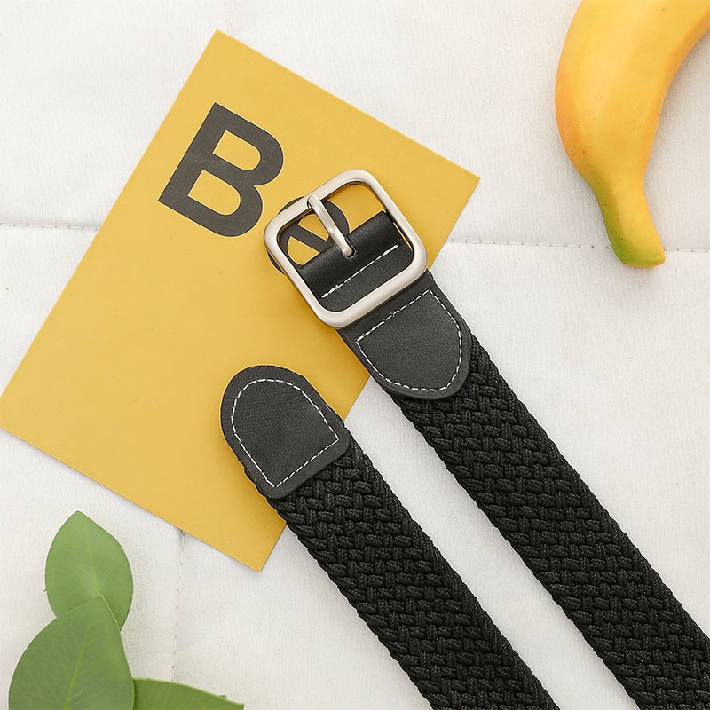 Thắt Lưng Vải Canvas Dệt Khóa Vuông Đơn Giản Có Thể Điều Chỉnh Thời Trang Unisex