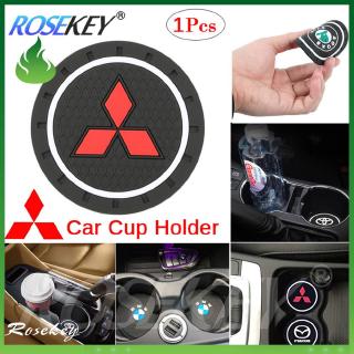 Tấm lót ly nước trong xe hơi chất liệu silicon chống trượt tiện dụng họa tiết logo Mitsubishi