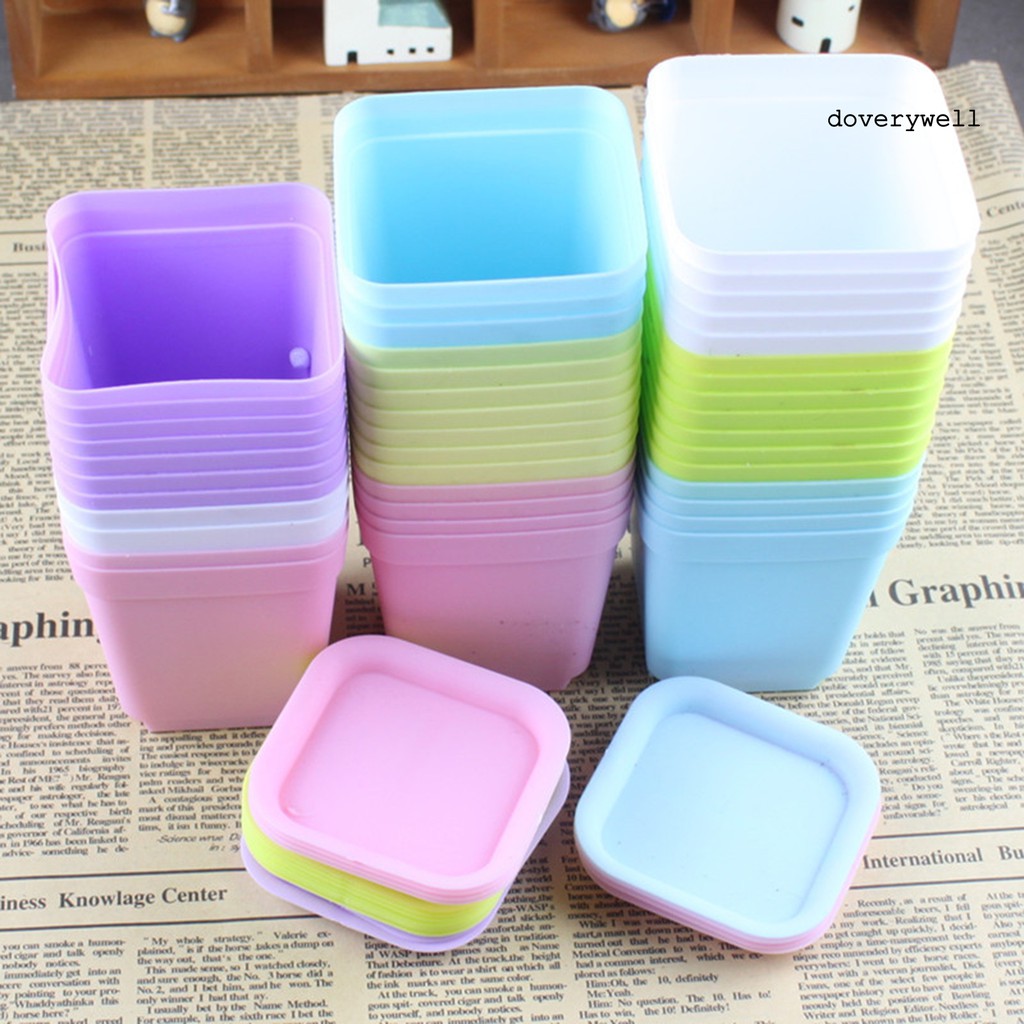 Chậu Hoa Bằng Nhựa Hình Vuông Kèm Khay Đựng