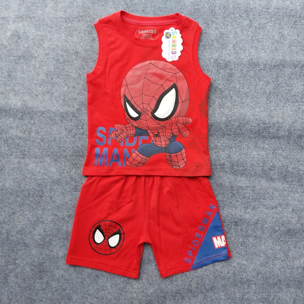 Bộ quần áo siêu nhân người nhện sát nách cho bé trai SN09