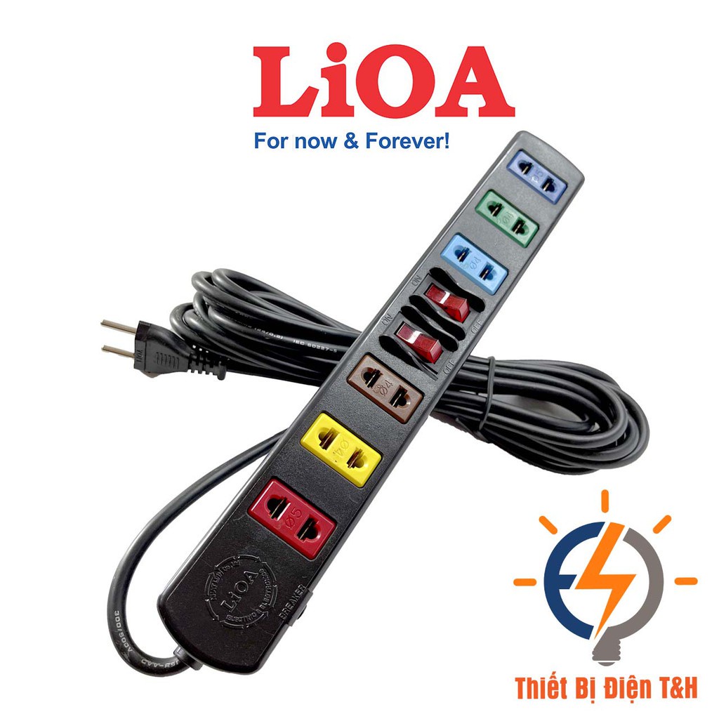 Ổ cắm điện LIOA đa năng, phổ thông, 4 lỗ, 6 lỗ, 8 lỗ, 10 lỗ, dây dài 3M, 5M, chính hãng - Thiết Bị Điện KhanhONLY