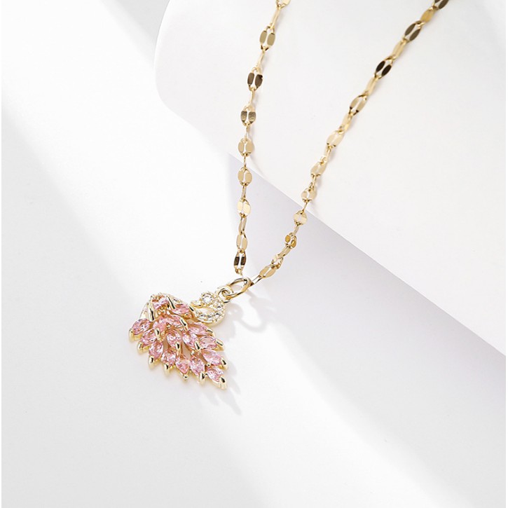 Dây chuyền nữ titan kiểu con thiên nga đính đá siêu đẹp, bền màu, chuẩn thời trang