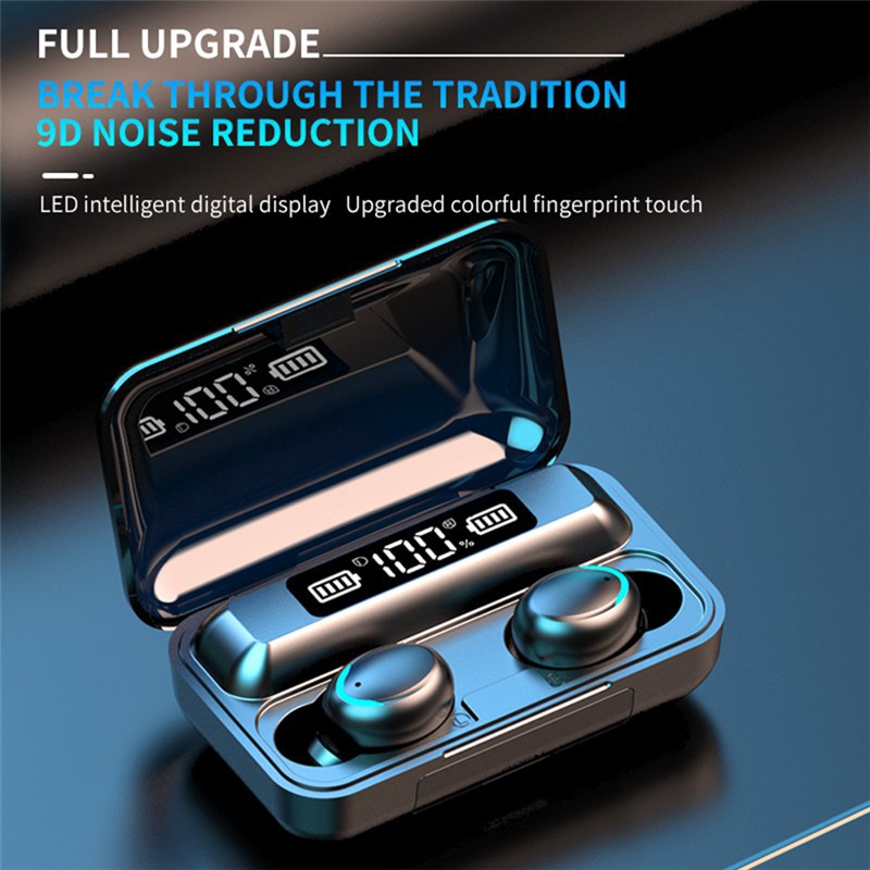 F9-8TWS bluetoothearphone 5.0 Hộp mở rộng Tai nghe không dây chống nước 9D Tai nghe thể thao stereo Microphoe