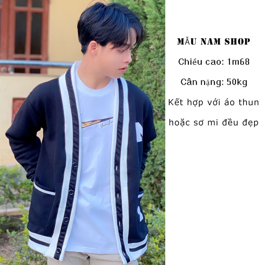 Áo khoác nỉ cardigan nam nữ form rộng unisex in chữ có nút trẻ trung năng động MM17 MEMOTOP