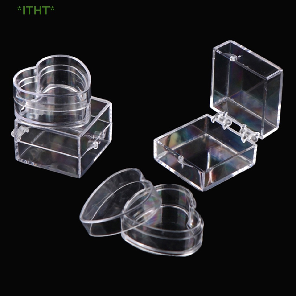 Bộ 2 Hộp Đựng Trang Sức Mini Hình Trái Tim / Vuông Dành Cho Nhà Búp Bê Mới