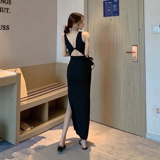 Đầm ba lỗ body nữ xoắn lưng xẻ đùi mặc được 2 kiểu