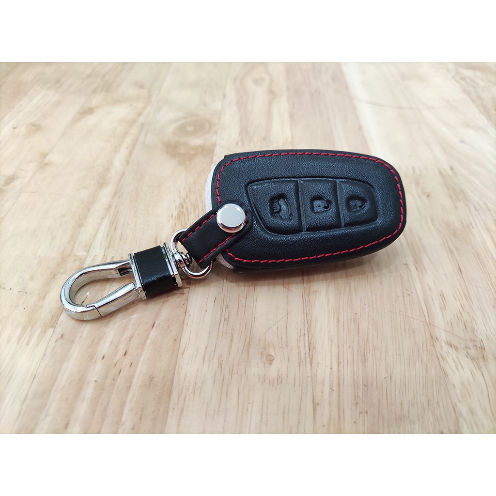 Bao da Chìa Khóa Xe Hyundai Santafe 2016 2017 2018 - chìa thông minh - Màu đen - kèm móc treo tiện lợi, bảo vệ chìa khóa