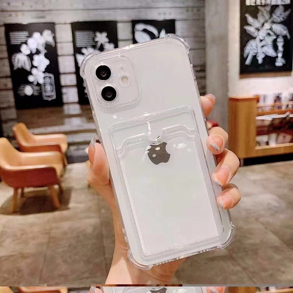 Ốp điện thoại TPU mềm trong suốt chống sốc có ngăn đựng thẻ cho iphone 12 Mini 11 pro max 7 8 6 6s plus | BigBuy360 - bigbuy360.vn