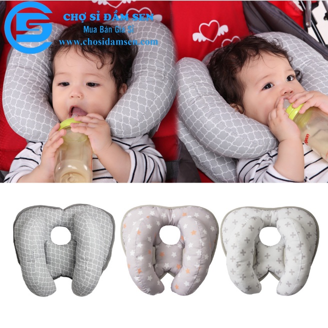 Gối giữ đầu cố định cho bé trên xe nôi, gối chống vẹo cổ cho bé trên xe nôi, giường, xe đẩy, gối xe nôi…