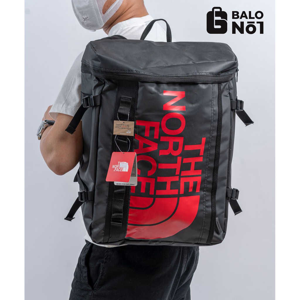 [TẶNG KÈM VỚ ] Balo Chống Nước The North Face Fuse Box Màu Đen chữ đỏ