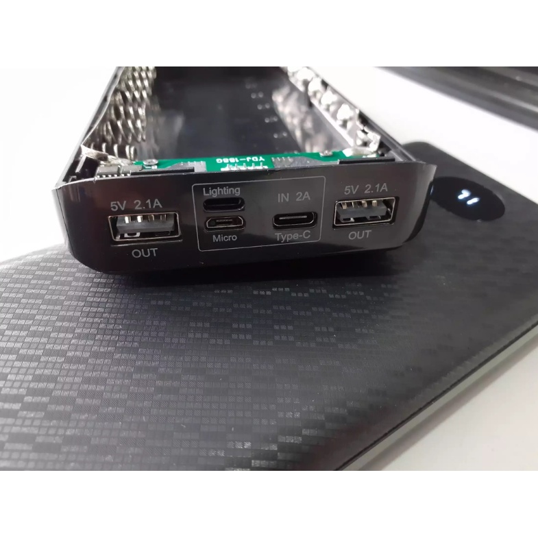 Box sạc dự phòng 8 cell LCD Full chân typec, lightning, microusb, Box sạc dự phòng 8 khe pin dùng pin 18650 (chưa pin)