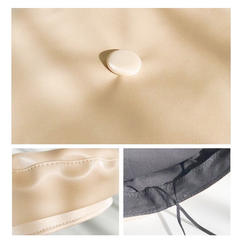Mũ beret mũ nồi da thu đông có dây rút điều chỉnh độ rộng - Mã BE002