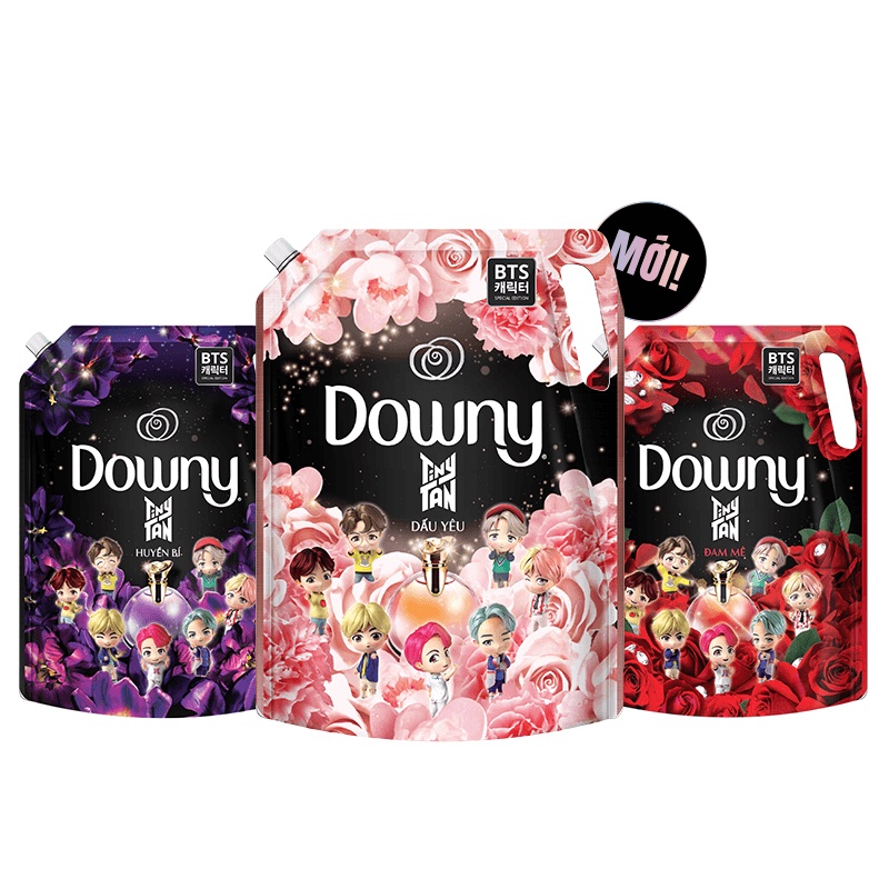 Combo 3 Túi Nước Xả Vải DOWNY Đậm Đặc Phiên Bản Đặc Biệt TinyTAN Túi 2L- Hương: Dấu Yêu &amp; Huyền Bí &amp; Đam Mê