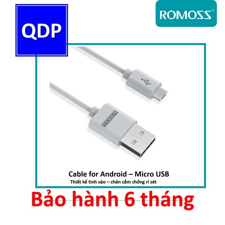 Dây sạc Romoss Android cổng microUSB 1m chính hãng
