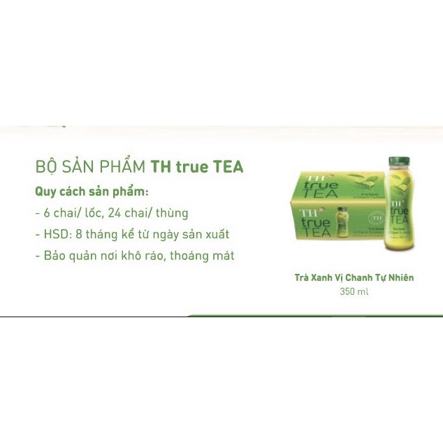 Thùng 24 chai TH true TEA Trà Xanh Vị Chanh tự nhiên chai 350ml