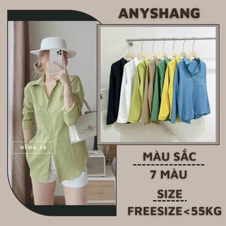 Áo sơ mi nữ form rộng dài tay kiểu gân đẹp ANST11