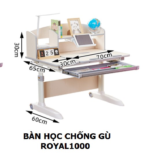 Bàn Học Chống Gù Chống Cận ROYAL1000_Nội Thất Phòng Trẻ Em Cao Cấp_Hàng Xuất Khẩu Châu Âu