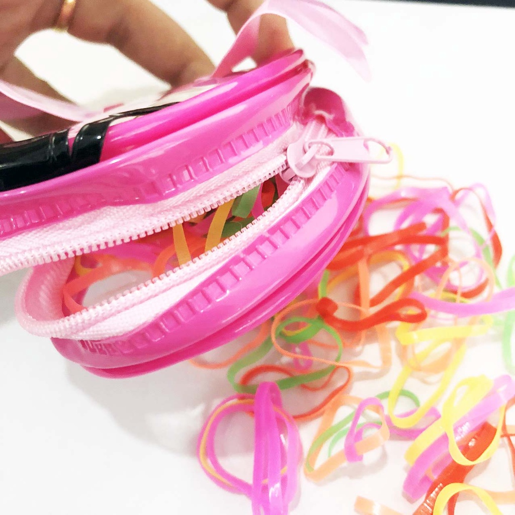 Túi thun cột tóc màu kèm túi nhựa có dây kéo DTOnline