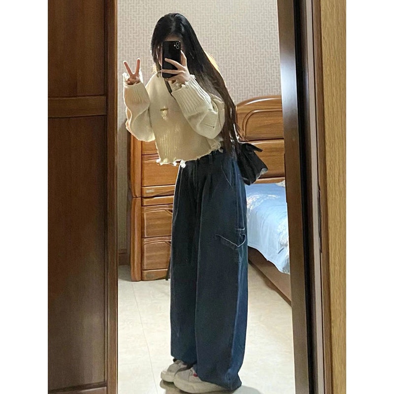 Áo Sweater Dệt Kim Thiết Kế Rách Dáng Rộng Thời Trang Thu Đông Mới Cho Nữ