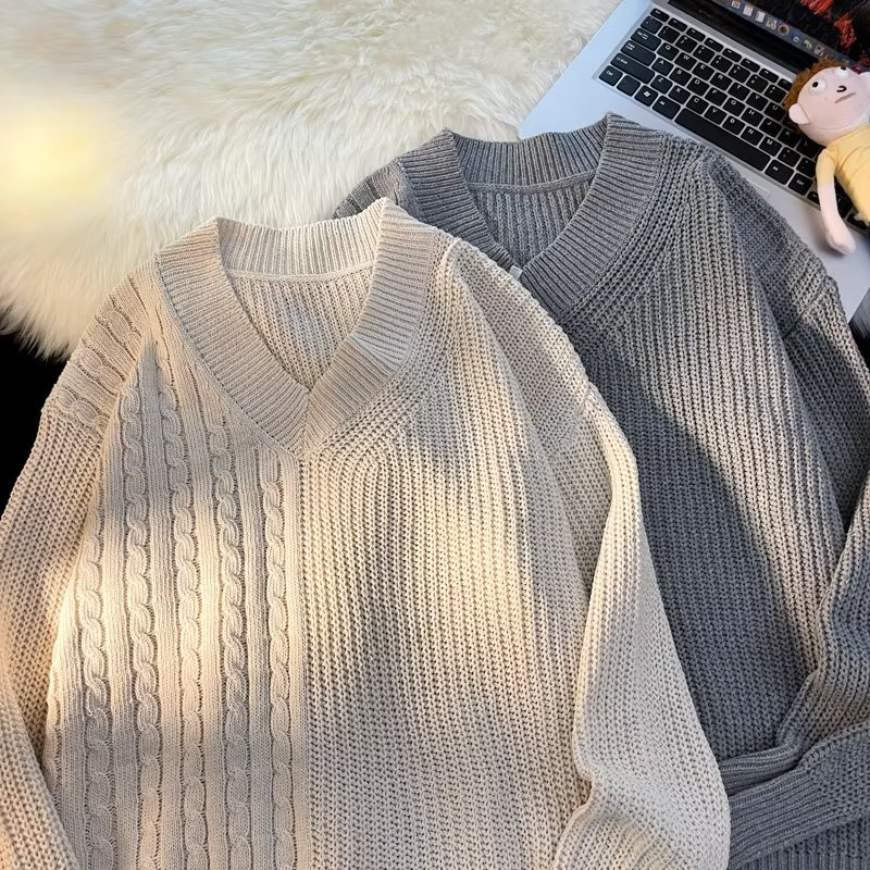 Áo Sweater Cổ Chữ V Phong Cách Thời Trang Trẻ Trung Năng Động Cho Nam Giới