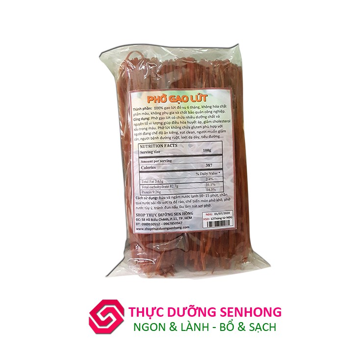 Phở gạo lứt đỏ (Sợi 5mm - 500gr) Thực dưỡng Sen Hồng