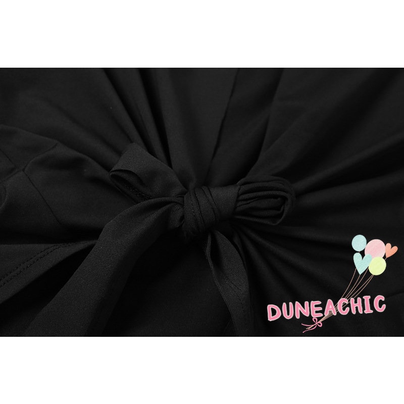 DUNEA Áo Croptop Ngắn Tay Phối Dây Thắt Thời Trang Gợi Cảm Dành Cho Nữ