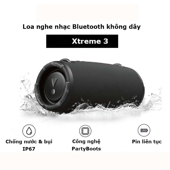 Loa bluetooth JPL Xtreme 3 bass cực mạnh âm thanh lớn chống thấm nước tốt hỗ trợ cắm usb thẻ nhớ kết nối máy tính