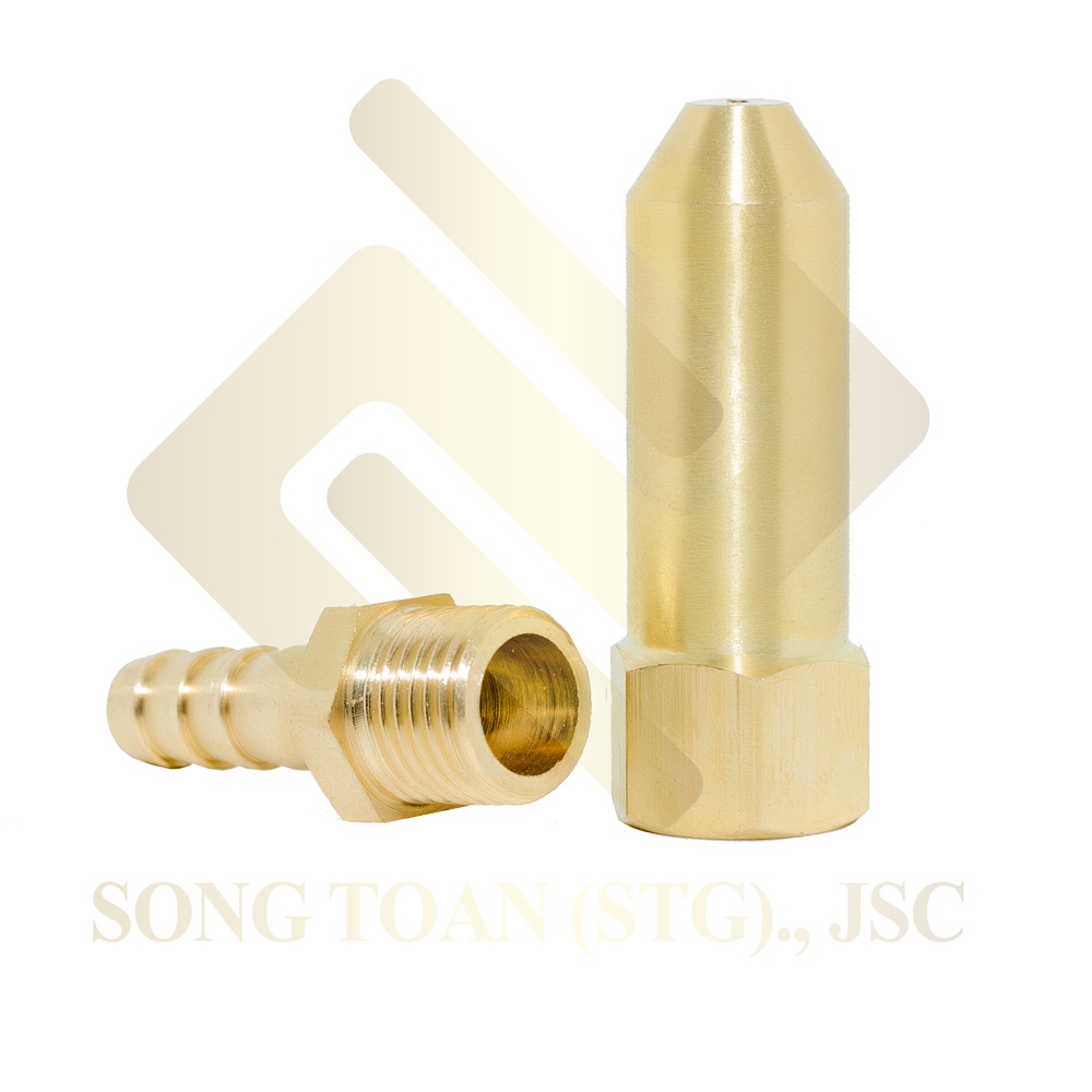 Béc Phun 1 Tia Đầu Ren Trong 1/4 , Gắn Đuôi Chuột Kết Nối Ống 6 8 10 12 Chịu Áp Lực Cao - Bằng Đồng Thau