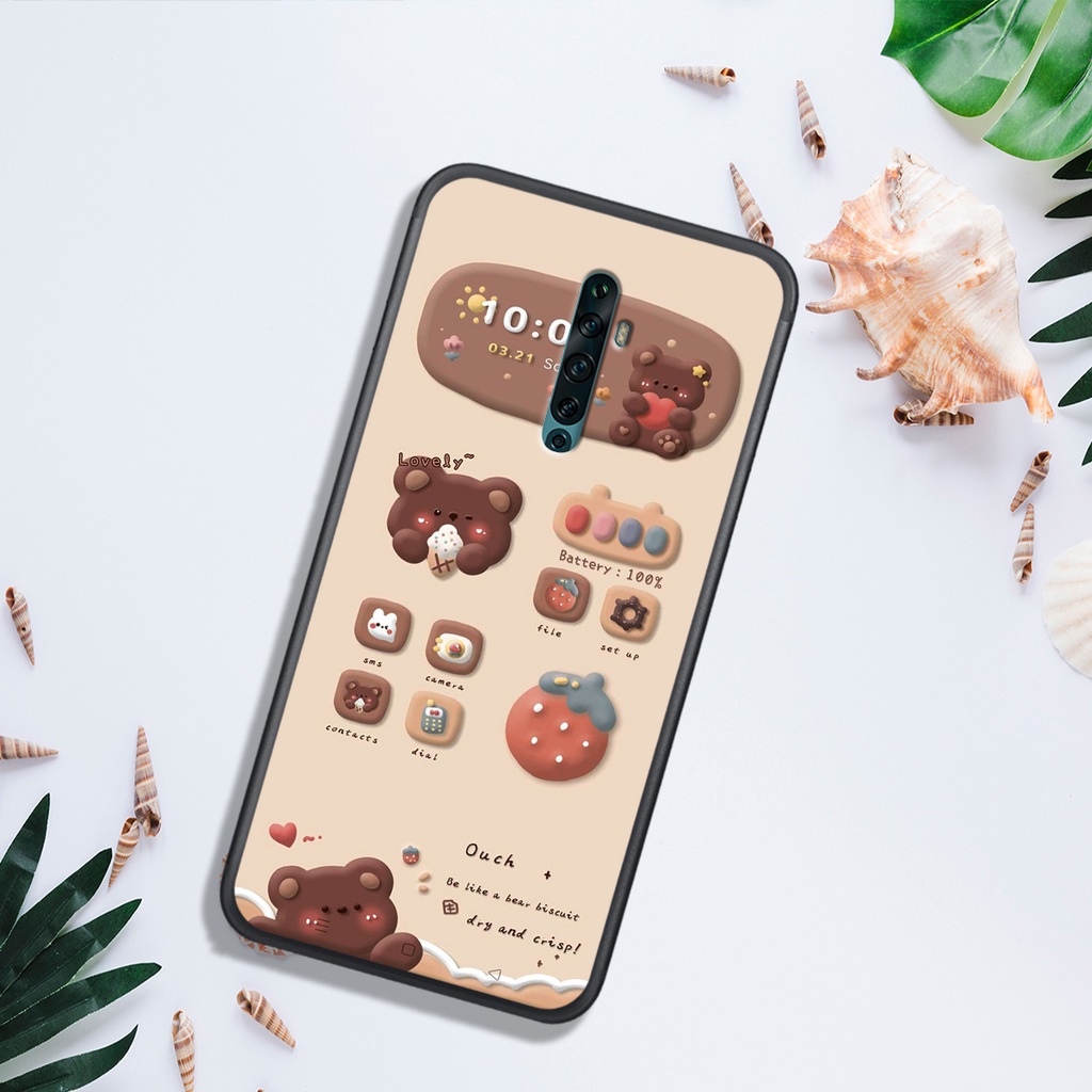 ỐP LƯNG OPPO K3 - REALME X - RENO - RENO 2 - RENO 2F , IN HÌNH GẤU NÂU CHOCOLATE ĐÁNG YÊU.