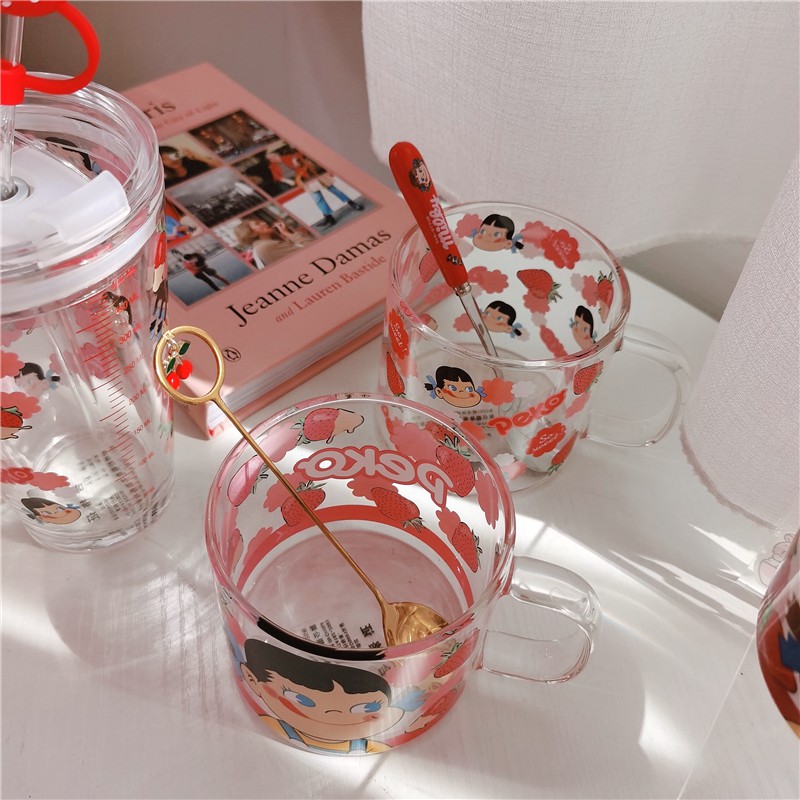 Cốc và Tách Thủy Tinh Uống Trà, Cafe Hình Cô Bé Peko Girl Dâu Tây | BigBuy360 - bigbuy360.vn