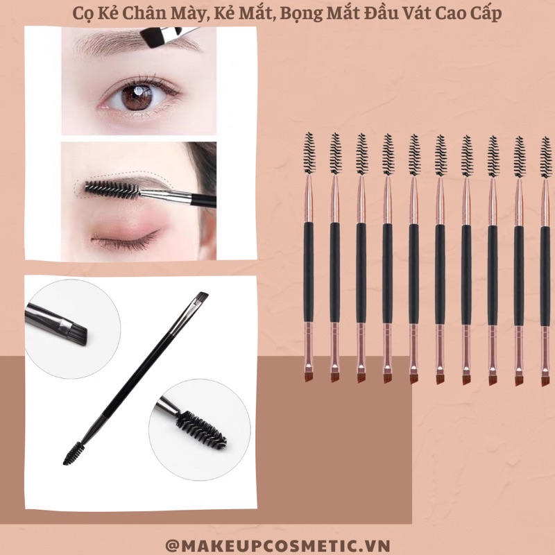 Cọ Kẻ Chân Mày, Kẻ Bọng Mắt Đầu Vát Cao Cấp Màu Vàng Đồng - Makeup Brush Eyebrow Eyeliner