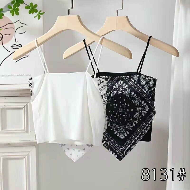 Áo bra su 2 dây thổ cẩm mềm mát dáng croptop màu đen trắng loại đẹp A940