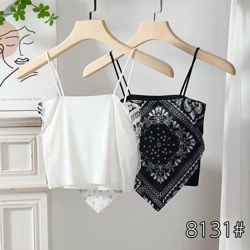 Áo bra su 2 dây thổ cẩm mềm mát dáng croptop màu đen trắng loại đẹp A940