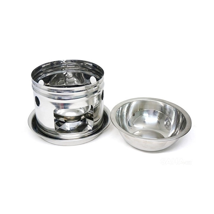 Bộ 2 Nồi Lẩu Bếp Cồn Inox Tặng Vỉ Nướng tiện dụng