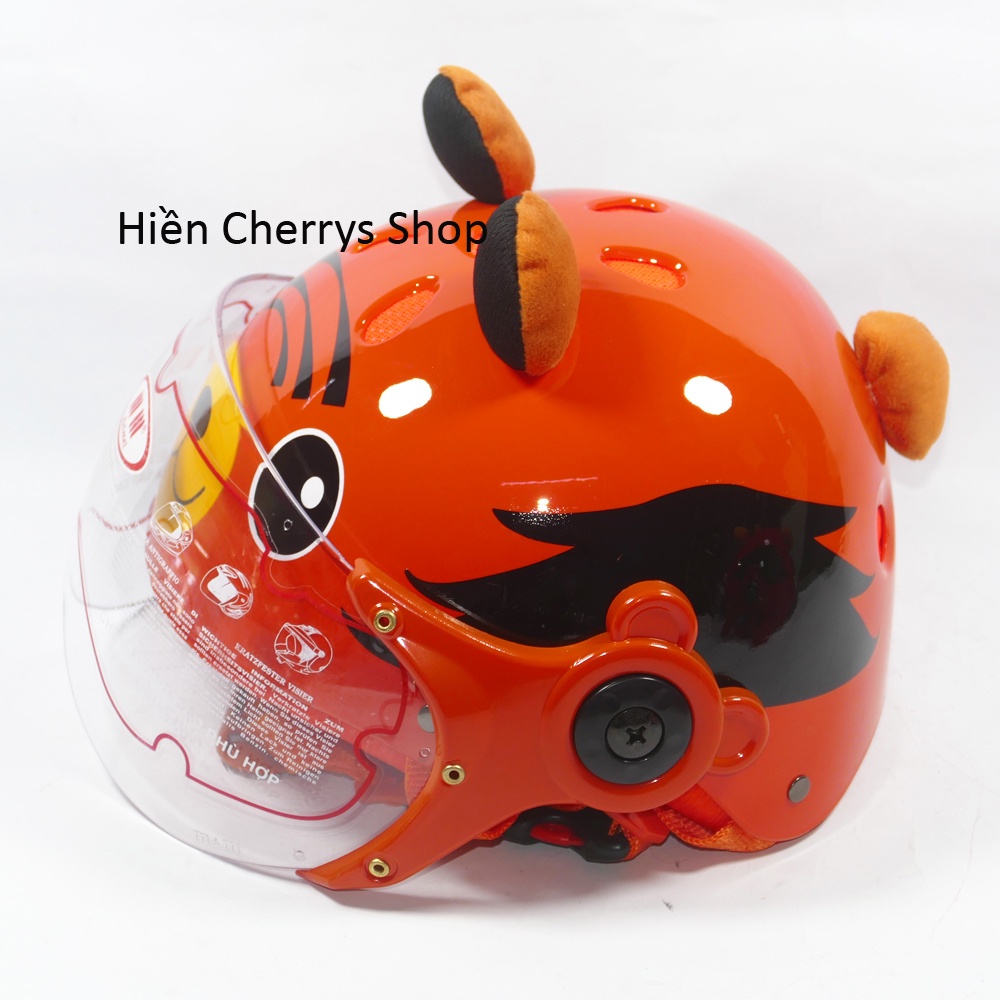 Mũ bảo hiểm nhí hình con hổ có kính chắn bụi bảo vệ tốt mặt và đầu khi va chạm dành cho bé