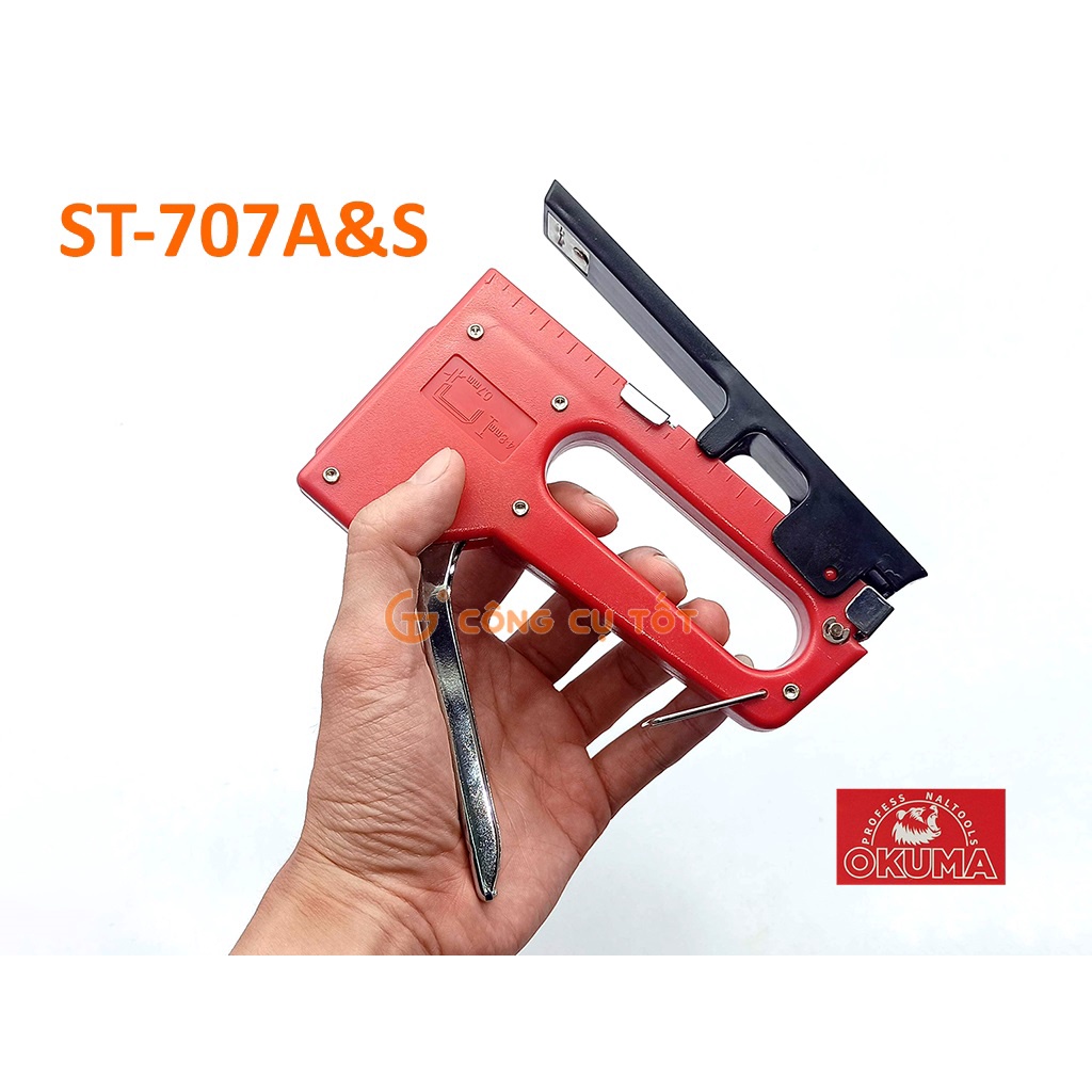 Súng bắn kim gỗ và giấy 4-8mm Okuma ST-707A&amp;S kèm đế kê đóng gáy sách