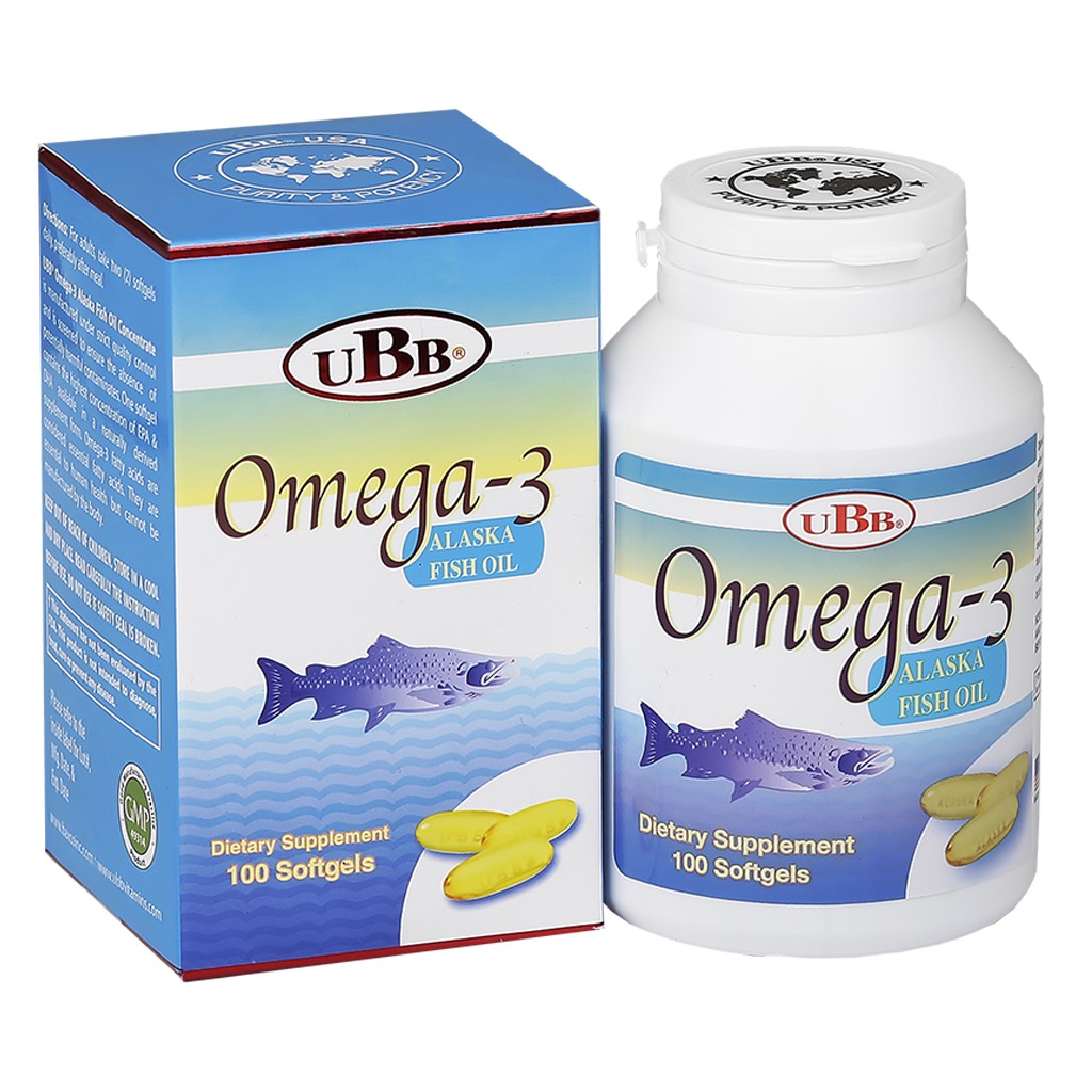 Viên dầu cá omega 3 OMEGA 3 UBB - Hỗ trợ hạ mỡ trong máu (glyceride), bổ não