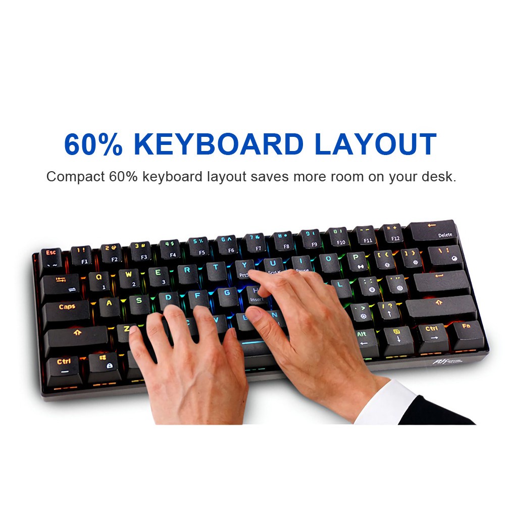 Royal Kludge Bàn phím cơ RK61 Three Mode RGB HotSwap 60% gaming keyboard mechanical  wireless keyboard bluetooth/Wifi / Wired