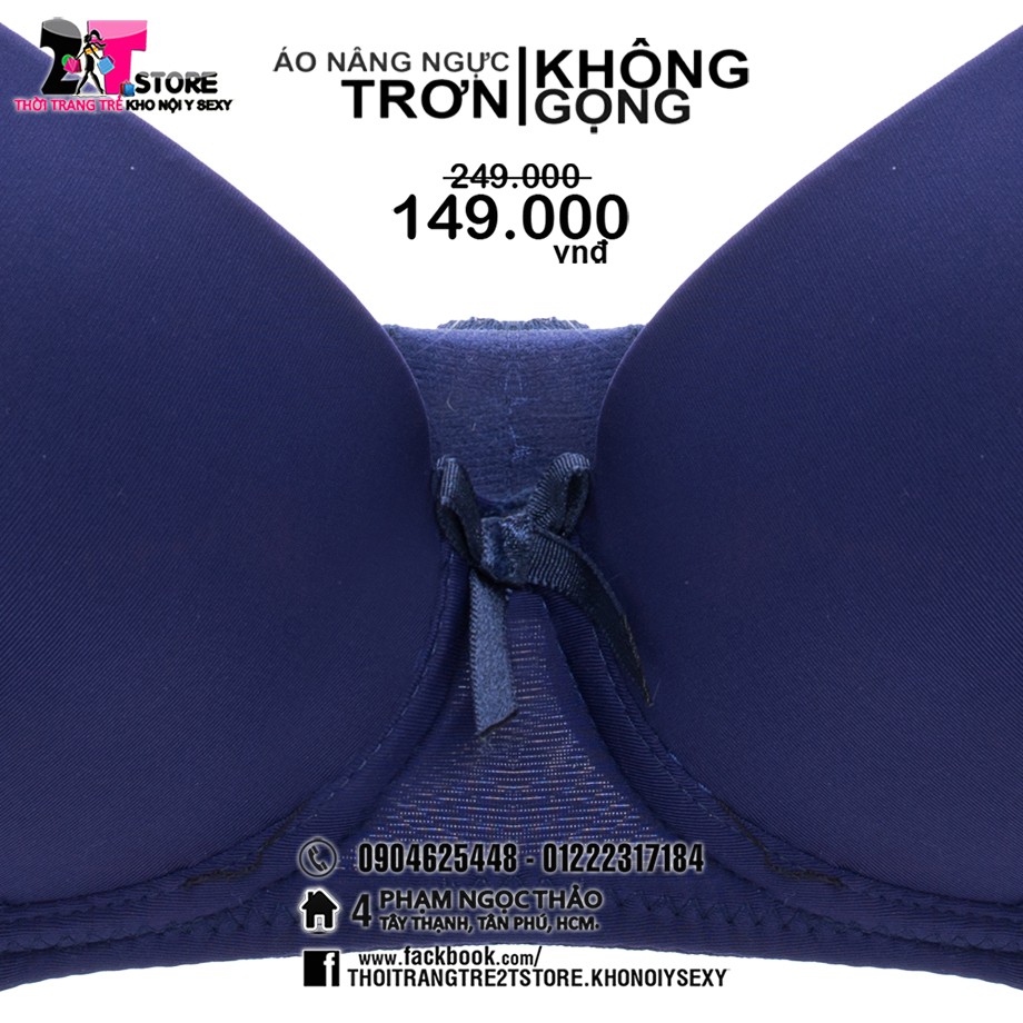 Áo Nâng Ngực Cotton Không Gọng Trơn (Xanh Dương)