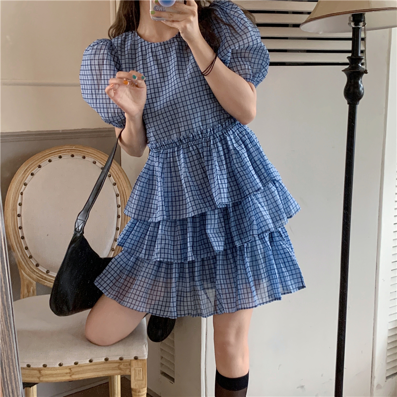 Váy Thời Trang Tay Phồng Họa Tiết Kẻ Sọc Thanh Lịch 42867 | BigBuy360 - bigbuy360.vn