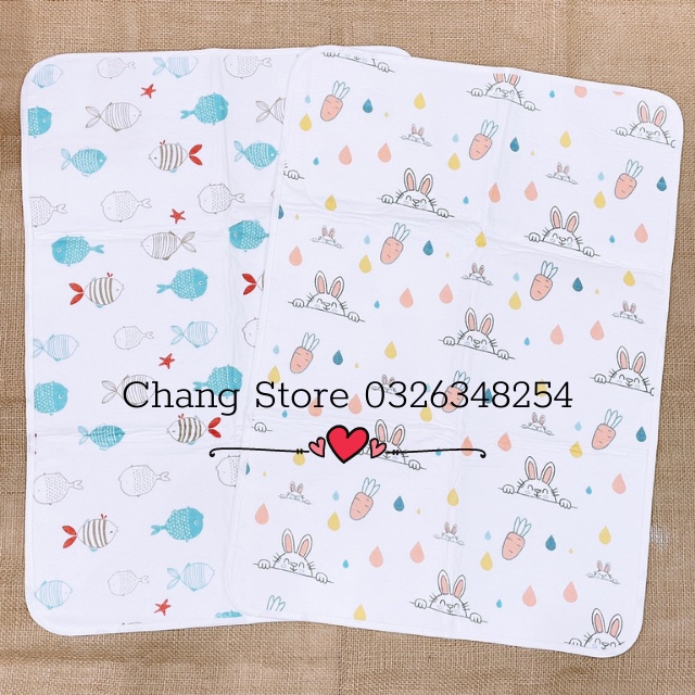Tấm lót chống thấm sợi tre cho bé 4 lớp, thoáng khí, có thể giặt được 50x70cm