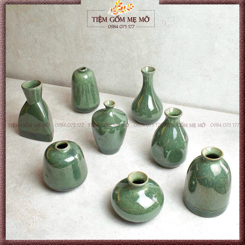 Lọ hoa mini bình trang trí decor men hoả biến gốm sứ Bát Tràng