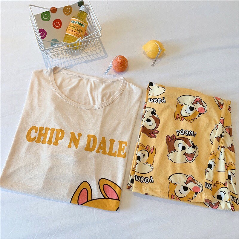 Đồ Bộ Nữ Thun Cotton Tay Ngắn Quần Dài, Đồ Mặc Ở Nhà Quảng Châu, Họa Tiết Hoạt Hình Dễ Thương TN03 | BigBuy360 - bigbuy360.vn
