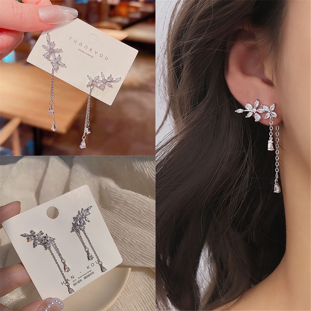 Đôi Khuyên Tai Dáng Dài Đính Cánh Thiên Thần Thiết Kế Thời Trang