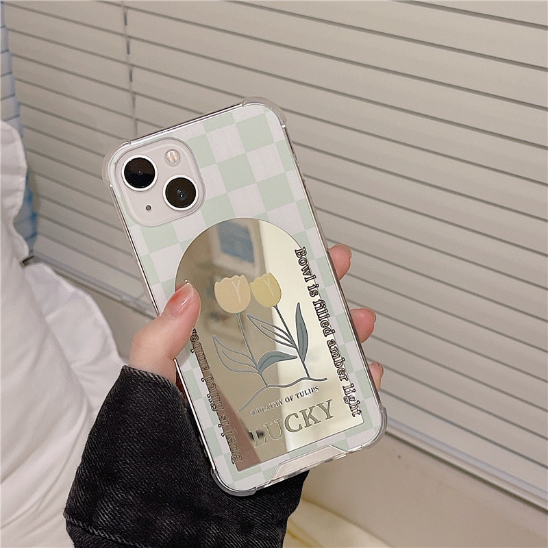 Ốp lưng iphone Ốp Điện Thoại Tráng Gương Họa Tiết Hoa Tulip Cho Iphone 14pro 6/6splus/7/7plus/8/8plus/x/xr/xs/11/14pro/13/pro/max/plus/promax Dinuo case